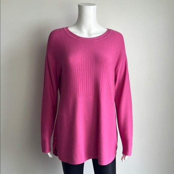 Talbots Button Detail Sweater Mixed Stitch in Pink - M - Picture 2 of 7